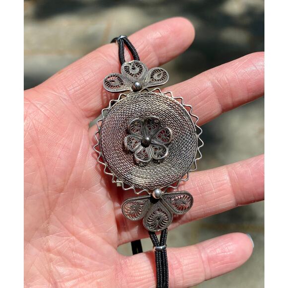 Vintage Sterling Silver Mexican Pendant, Vintage Style Watchband BRACELET - Picture 1 of 6